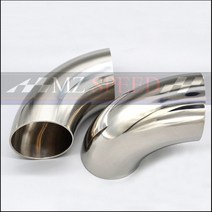 자동차부품 51mm 60mm OD 위생 버트 용접 90 도 엘보 벤드 파이프 304 스테인레스 스틸 자동차 배기 머플러, 1개, 단일