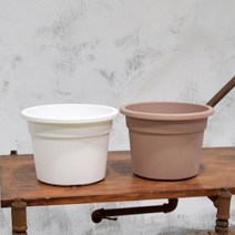 이태리 빈티지 플라스틱 낮은화분 22x15cm 회사식물, 화이트