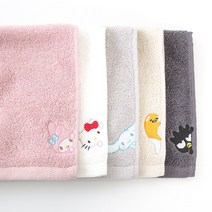 산리오캐릭터즈 헬로키티 마이멜로디 구데타마 시나모롤 배드바츠마루 러블리 170g 면 30수 세면타올 수건 5매세트, 산리오세면_베이지(5매)