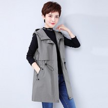 [Myshe]봄 가을 롱 조끼 여성 빅사이즈 베스트 얇은 후드 조끼Ten2Sxy106BX4