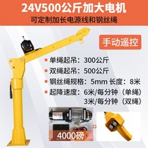 크레인 소형 호이스트 윈치 트럭 운반 리프팅 기계 500kg 이동 화물차 전동, 6. 24V500kg(모터+와이어 제어)