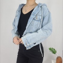 banhany 청후드 크롭 단추 크롭 데님 청자켓