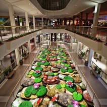 3d 카페트 입체 착시 트릭아트 복도 통로 속임수 싱크홀 카펫 발 매트 미끄럼 방지, 폭 60cm 길이 1m, 잉어 연꽃