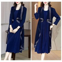 여성용 빈티지 러플 긴소매 레이어링 원피스 루즈핏 L~4XL