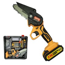 25V 6인치 충전 미니체인톱 전기톱 소형기계톱 무선 배터리2개, 1세트, 배터리2개+톱날1개(장착-기본구성)