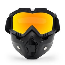 스키헬멧 Men Women Ski Snowboard Mask Snowmobile Skiing Goggles Windproof Motorcycle Face Glasses Safety, [02] Faux Red lens