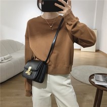 SLY 숏 솔리드 무지 맨투맨 여성 가을겨울 보여 화이트 오버핏 캐주얼 헤드 상의