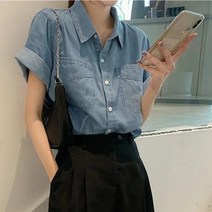 청난방 청남방 여자 청 남방 난방 데님 셔츠 블라우스 봄 패션 여성 기본 싱글 브레스트 진 포켓 긴팔 얇은 blusas mujer 옷깃 카우보이 탑스