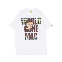 어 배팅 에이프 반팔 티 티셔츠 CHECK WGM APE HEAD OVERLAP TEE M 여자 APE 남자 친구 선물 BAPE 아웃도어 스트릿 패션 일본 직구 베이프 남성 여성