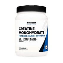 뉴트리코스트 크레아틴 일수화물 미크론화 분말 500G 서브당 5000mg(5g) 일수화물 100인분BGSL