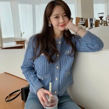 데일리 라운드가디건 간절기 필수 진주버튼 여성스런