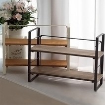 빈티지 앤틱 우드 철제 테이블 화분 인테리어 2단선반 조립 DIY, 브라운