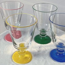2세트 1+1 렛미 빈티지스타일 고블렛잔 210ml 컬러유리잔 홈파티 유리컵, 그린+그린