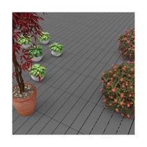 Pure Garden 50-LG1189 파티오 및 데크 타일 - 인터로킹 슬레이트 패턴 야외 바닥 포장재 내후성 미끄럼 방지 사각 DIY 매트(다크 그레이 6개), 6 Pcs., 다크 그레이.