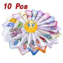 거즈 면 행주 주방 핸드 타올 테이블 덮개 10 Pcs 빈티지 코 튼 여자 Hankies 수 놓은 나비 레이스 꽃 Hanky 모듬 된 천으로 숙 녀 손수건 직물 729EA 3