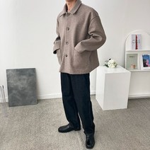 남자 남성 겨울 울 크롭 발마칸 코트