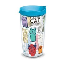 Tervis 미제 이중벽 고양이 속담 단열 텀블러 컵 음료 차갑게 보온 16온스 클리어, 1 Count (Pack of 1)_클래식