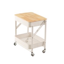 루마루 2단 접이식 폴딩 트롤리 선반형, 화이트