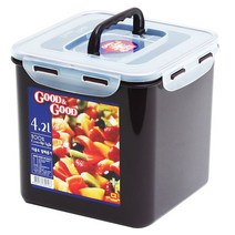 73 빵빵야 / 굿앤굿 코코아 밀폐 용기 핸디형 정사각 4.2L 플라스틱용기 밀폐용기 보관용기 찬통 반찬용기 보관용기 김치통/누름독