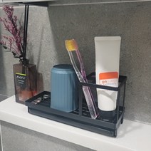 마루아토 스텐 칫솔꽂이 면도기 거치대 양치컵, 블랙, 1개