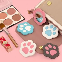 고양이 발바닥 모양 손거울 미니거울 휴대용 거울, 고양이 발바닥 손거울_블루