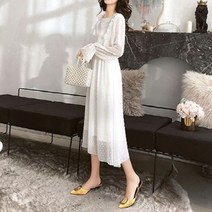 [히스몰]프릴 레이스 롱 원피스 러블리한 데이트룩 데일리룩