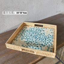 대나무채반 미니 소쿠리 송편바구니 천연 자개 라탄 트레이 티 테이블 수납 접시 펜션 니 과 소매 과자 패모, 15 남백옥화：32324