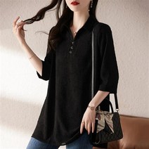 여성 봄여름 프랜치 자카드패턴 7부소매 블라우스~5XL