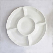 원형 5칸 나눔접시 도자기 디저트 과일 간식 반찬 그릇 예쁜 분할 홈파티 접시 구절판, 01. 원형 5칸 나눔접시 (소)
