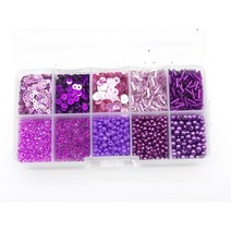 비즈 공예 재료 만들기 세트 DIY 키트 시드비즈 막대비즈 반지 팔찌 크리스탈 스팽글, 사각 10칸 달리아