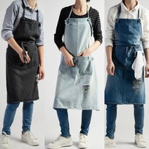 오가닉라이프 워싱 데님 앞치마 카페 바리스타 공방 예쁜, 워싱 데님 앞치마 (라이트블루), 1개