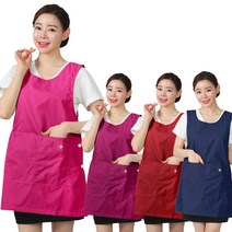 레뷰가운 AE211 장미장식앞치마 원피스 요양보호사 시장 식당 화원 간병 앞치마, AE211핑크M(꽃X)