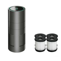 차량 공기청정기 필터 세트 교체용 테이블 소형 미니, 블랙(충전 기능 없음) + 필터 2개