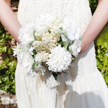 e베이비랜드 부케 조화부케 셀프웨딩부케 브라이덜샤워소품, 믹스부케_화이트