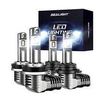 씰라이트 H11 LED 헤드라이트 전구 600 밝기 LED 조명 6500K 쿨 화이트 H11H8H9 LED 전구 플러그 앤 플레이 교체 전구 IP68 2팩, 9005+H11