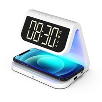 UM2 스마트폰 UV 살균기 고속 무선 충전 탁상시계 알람시계 AL900UV, 화이트