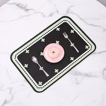 아메리칸 앤티크 플로럴 라이트 럭셔리 양식 매트 핸드페인팅 전원식 매트 컵받침 단열매트, 레이스 블랙, 하나