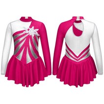 피겨연습복 피겨 스케이트 복 드레스 의상 어린이 소녀 피규어 스케이팅 댄스 드레스 발레 체조 레오타드, 02 Hot Pink_01 4