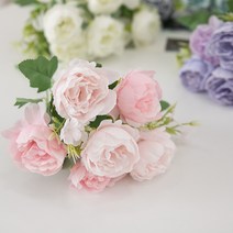 파스텔목단부쉬 29cm 조화 꽃 인테리어 장식 소품 FAIAFT, 피치