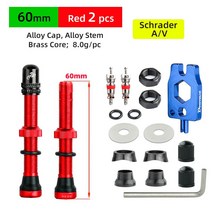 MTB자전거 경량 미니 접이식자전거 Deemount Schrader A V 밸브 40 60mm CNC 가공 양극산화처리 니플 로드 바이크 튜브리스 림 2 피스, 20 AV 60mm Red 2P MA5