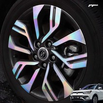 (골져스) 티볼리 에어 휠커버 흠집방지 보호필름 휠스티커 익스테리어 포인트 자동차 악세사리 휠튜닝 휠마스크 17인치 꾸미기 용품, 유광카본블랙