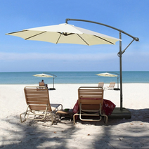 업소용 가정용 테라스 카페 정원 대형 파라솔 물통받침대 세트, 베이지