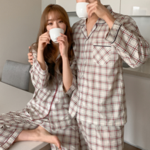 로맨틱홀릭 허니체크 커플잠옷 4pcs 세트