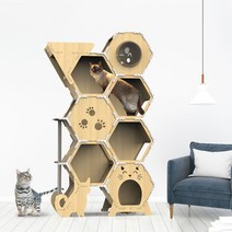 먼치킨캣타워 벌집 대형 diy 캣폴 미니캣타워 고양이용품점, 극세사방석, 핑크