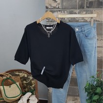 상상그이상 여성용 국내제작 뱀부 토스 라운드넥 반팔니트 부드러운 심플 베이직 데일리 무지니트