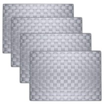 웨빙 브레이드 우븐 폴리프로필렌 플라스틱 플레이스 매트 씨 블루 4개 세트 CAIT CHAPMAN HOME COLLECTION, 4, Sea Blue, Sea Blue