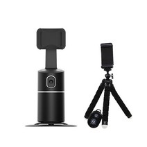 360 회전 자동 얼굴 추적 카메라 전화 홀더 삼각대 AI 스마트 촬영 Selfie 스틱 사진 Vlog 라이브 비디오 레코더, 02 Black Black Tripod