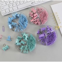 더이쁜 롱테일 바인더 클립 세트 파스텔 집게 클립 바인더크립 바인더클립 학용품 서류정리 사무용품, 핑크