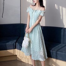 스타일아유 여성 청순레시피 밴딩 스퀘어넥 반팔 오프숄더 여름 롱원피스