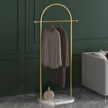 북유럽 골드 금속 철제 행거 스탠드 의류매장 전시 룸, 폭85cm 골든브라켓 화이트 마블베이스